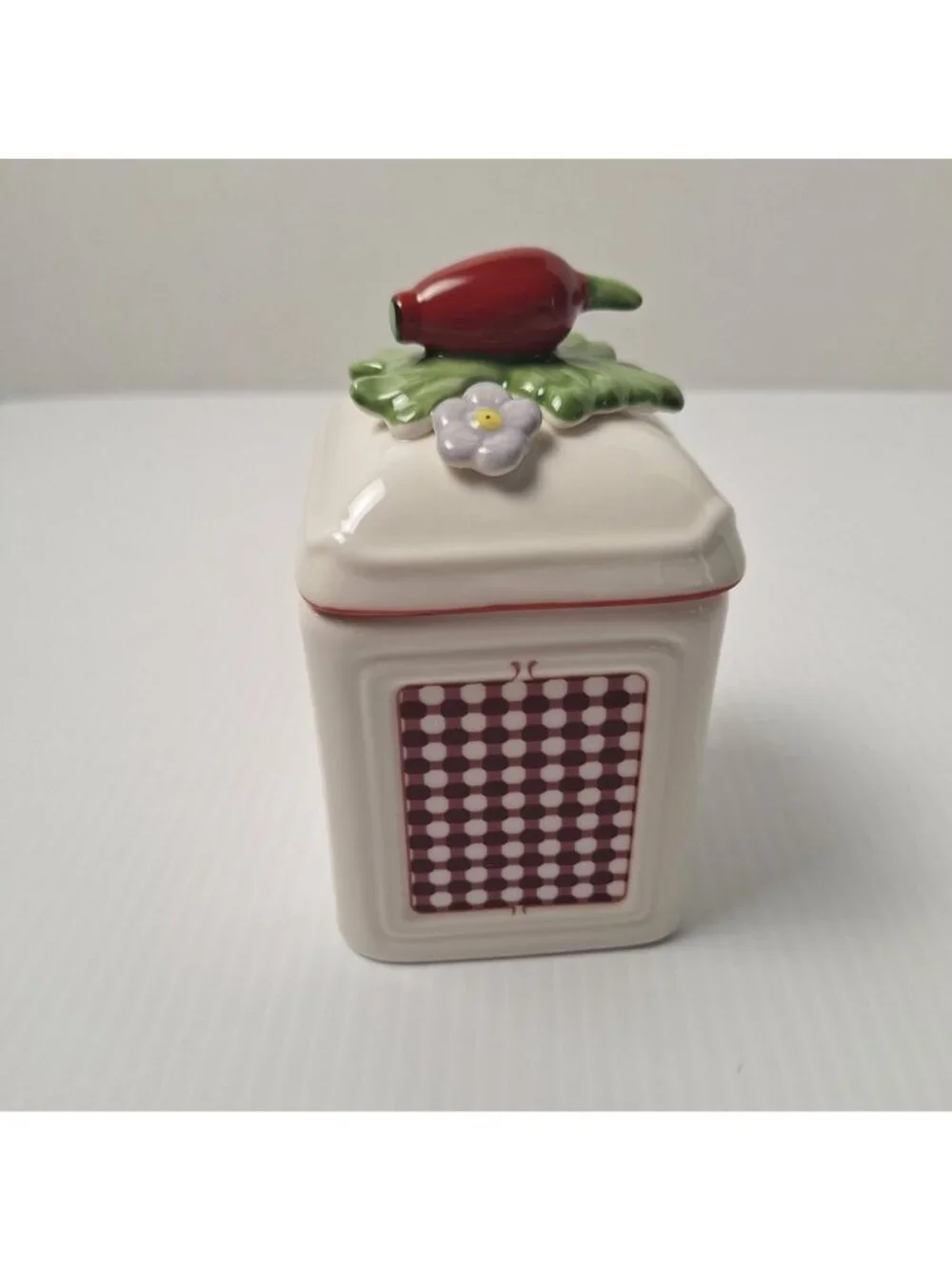 VILLEROY & BOCH PETITE FLEUR CHARM JAMPOT/JAR/CANISTER RED PEPPER FINIAL NWB